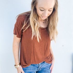 Forever 21 Burnt Orange Striped Tee Size Medium